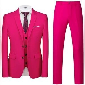 I'M JUST KEN Slim Fit Hot Pink Tuxedo